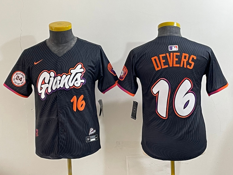 Men 2025 San Francisco Giants #16 Devers Black Joint Name Nike MLB Jersey style 24->oakland athletics->MLB Jersey